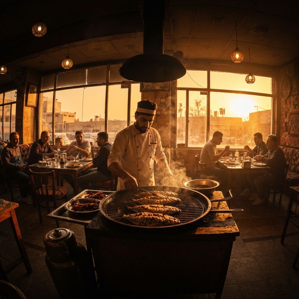 مطعم العراق - عراقي في باتومي جورجيا - مطعم عراقي أصيل يقدم المسقوف والتكة العراقية. نكهات بغدادية