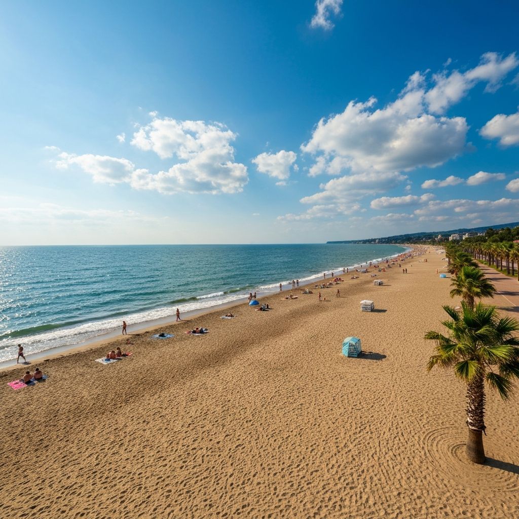 شاطئ ماخينجاوري - شاطئ واسع في باتومي جورجيا - شاطئ واسع بالقرب من المطار مع مساحات كبيرة ومرافق جيدة.